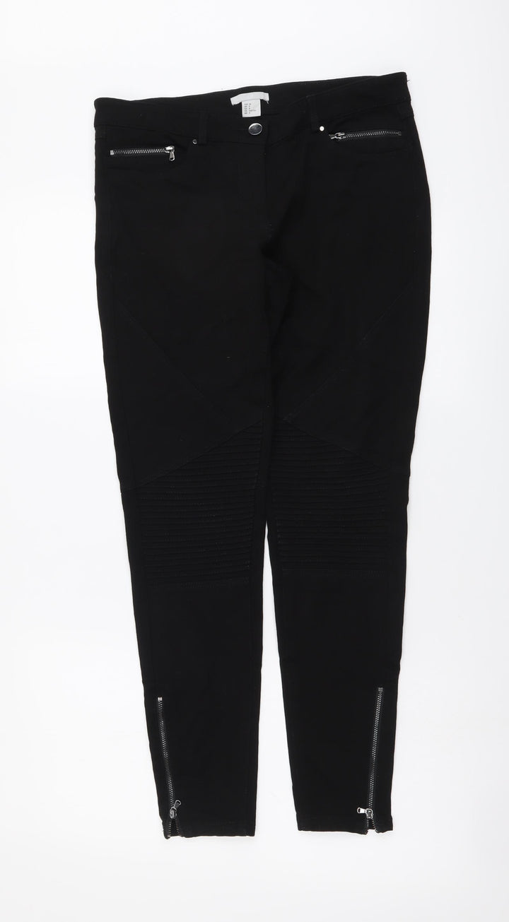 H&M Womens Black Cotton Skinny Jeans Size M L28 in Regular Button