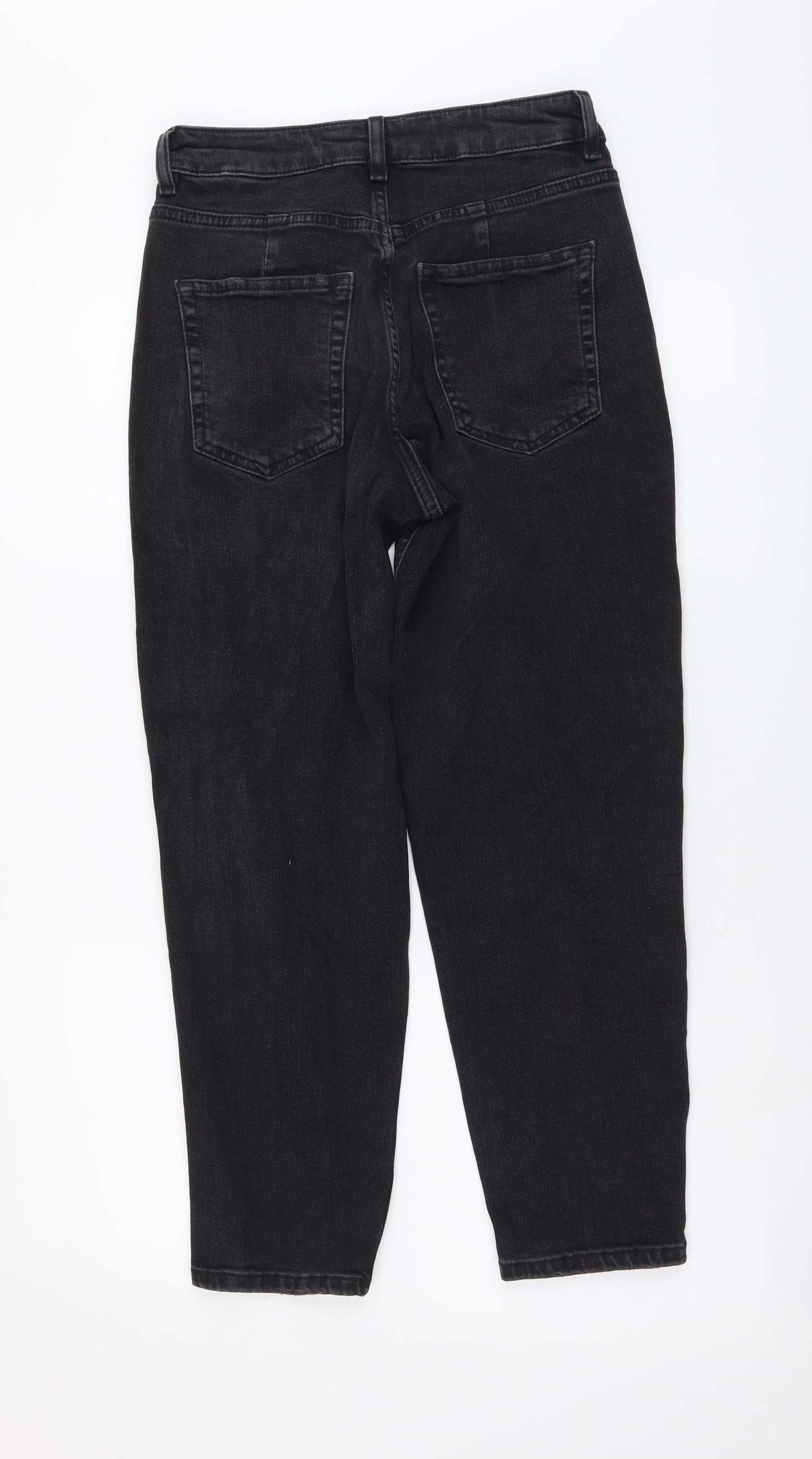 Marks and Spencer Womens Black Cotton Mom Jeans Size 8 L25 in Regular Button