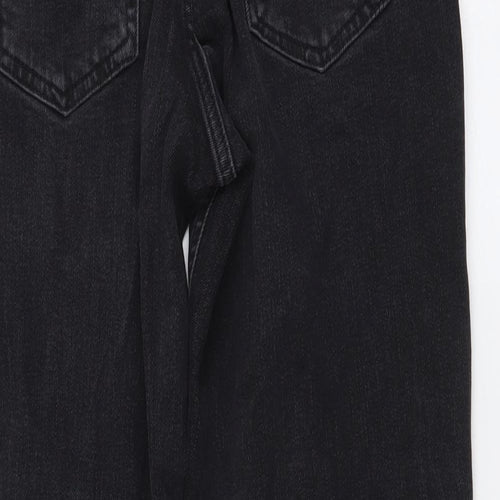 Marks and Spencer Womens Black Cotton Mom Jeans Size 8 L25 in Regular Button