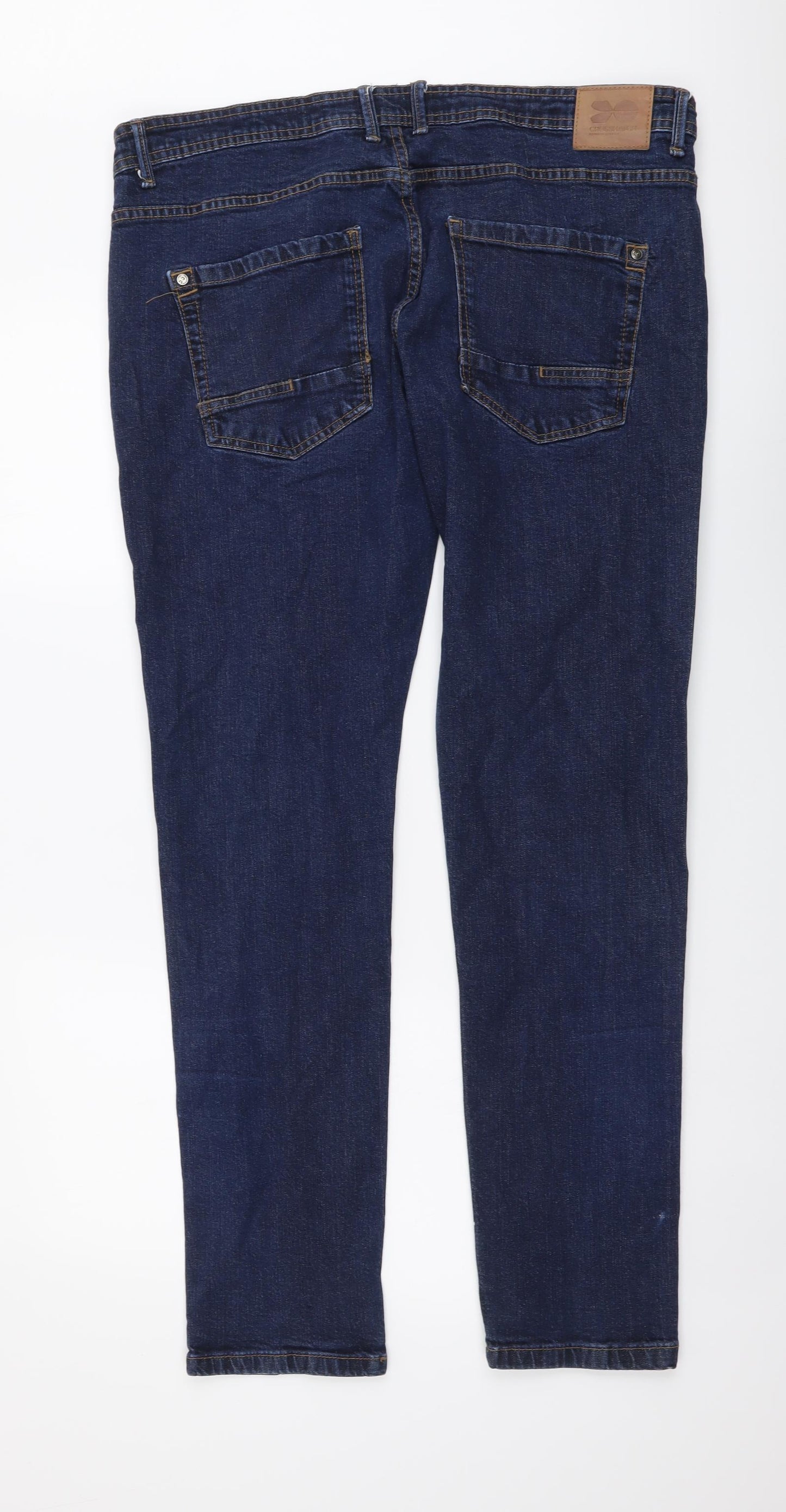 Crosshatch Mens Blue Cotton Straight Jeans Size 38 in L32 in Regular Button