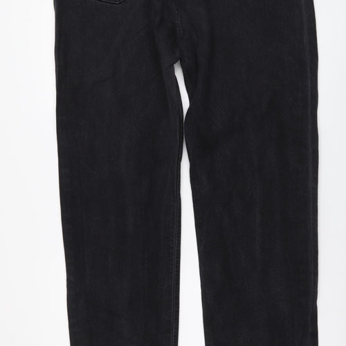 Marks and Spencer Mens Grey Cotton Straight Jeans Size 40 in L33 in Regular Button