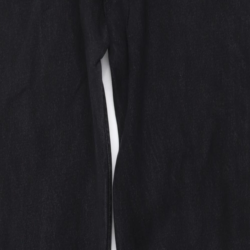 Marks and Spencer Mens Grey Cotton Straight Jeans Size 40 in L33 in Regular Button
