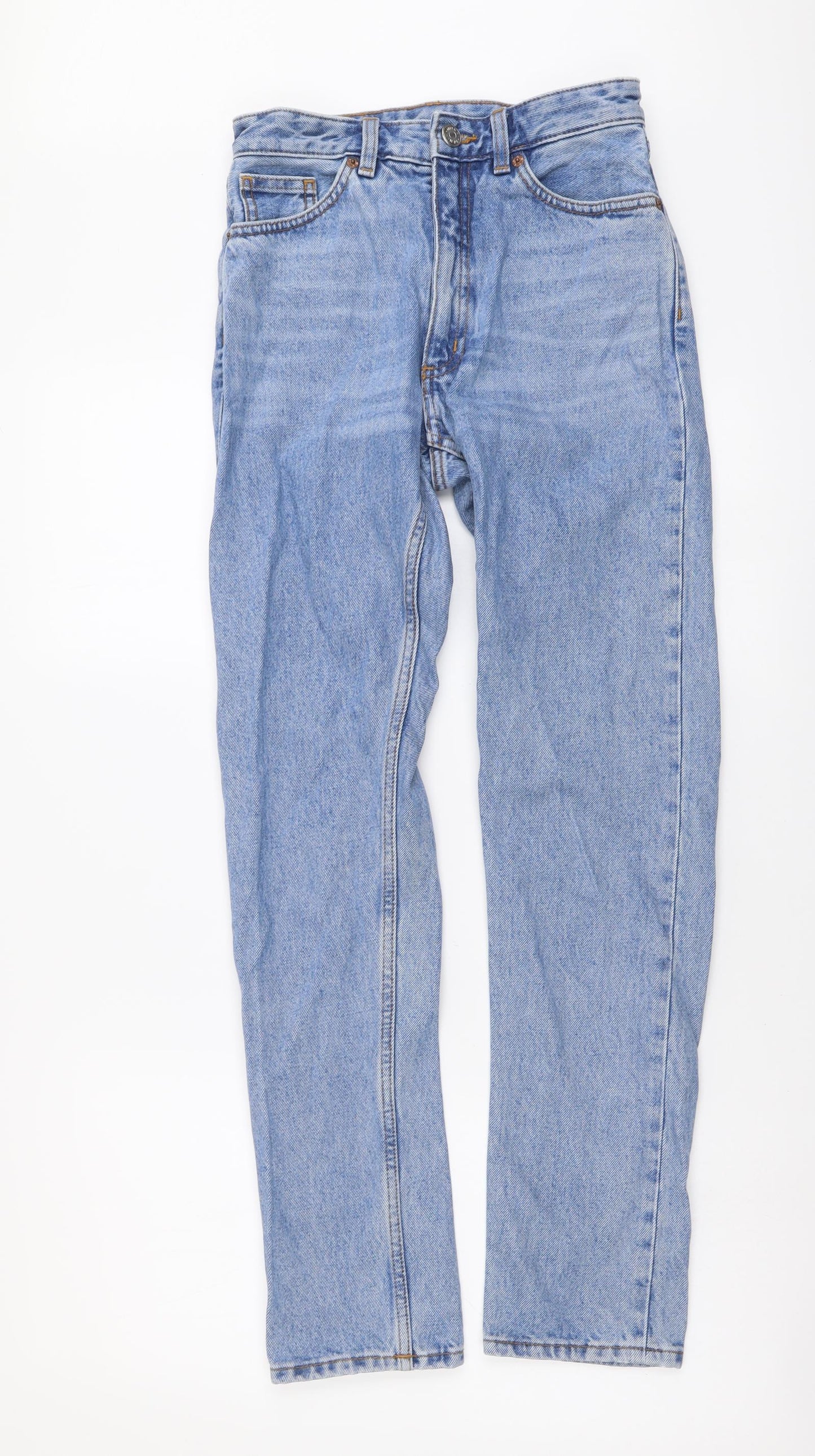 Monki Womens Blue Cotton Straight Jeans Size 25 in L28 in Regular Button