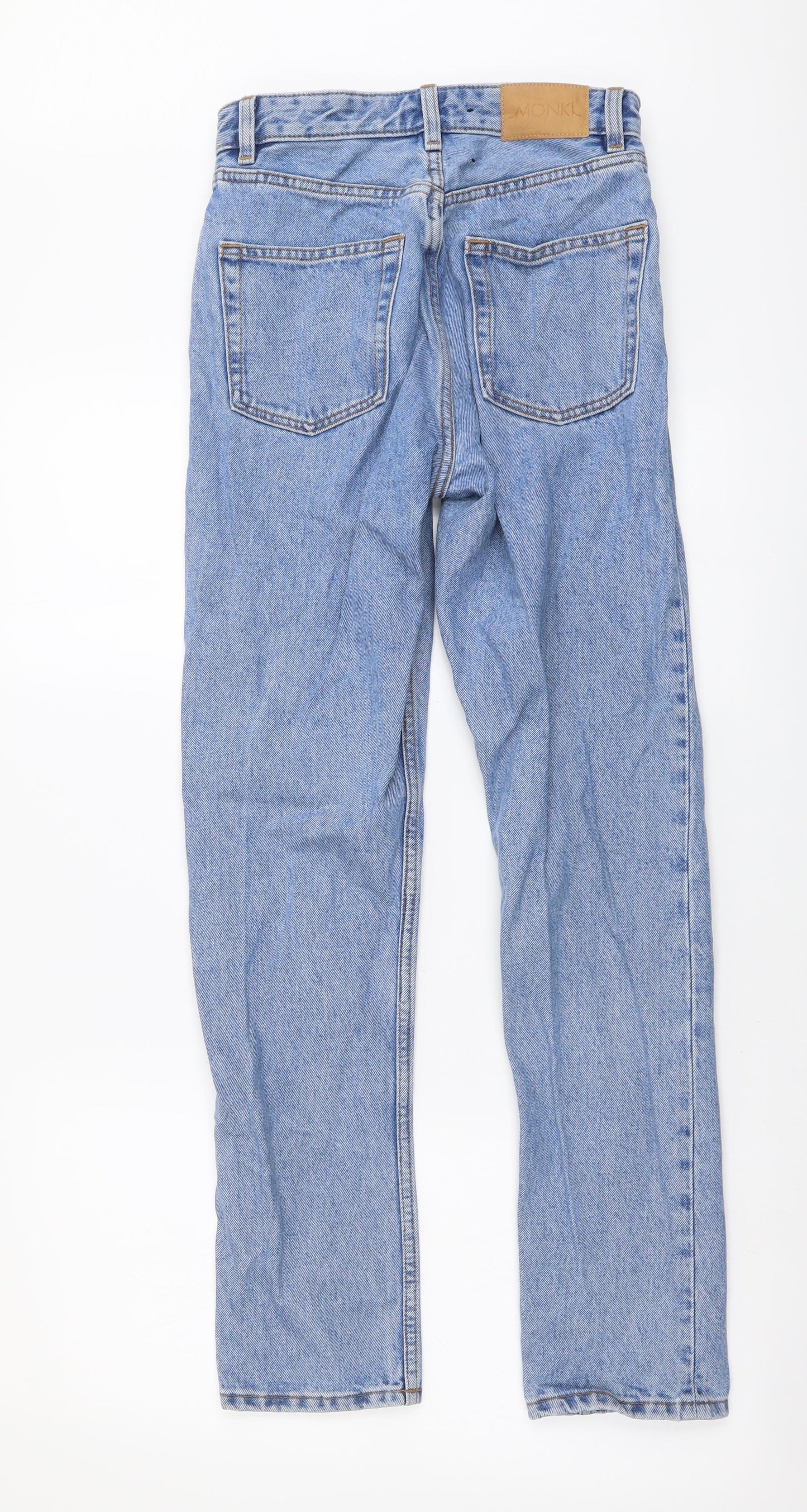 Monki Womens Blue Cotton Straight Jeans Size 25 in L28 in Regular Button