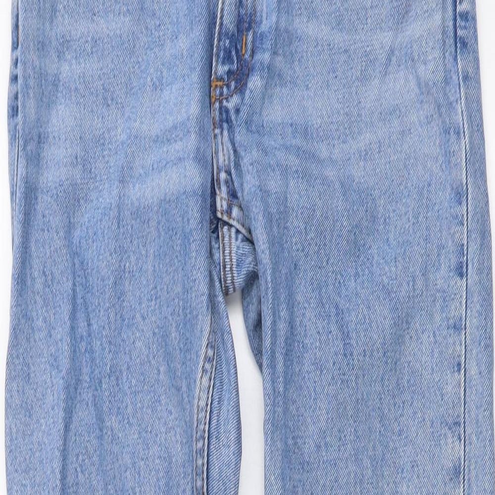 Monki Womens Blue Cotton Straight Jeans Size 25 in L28 in Regular Button