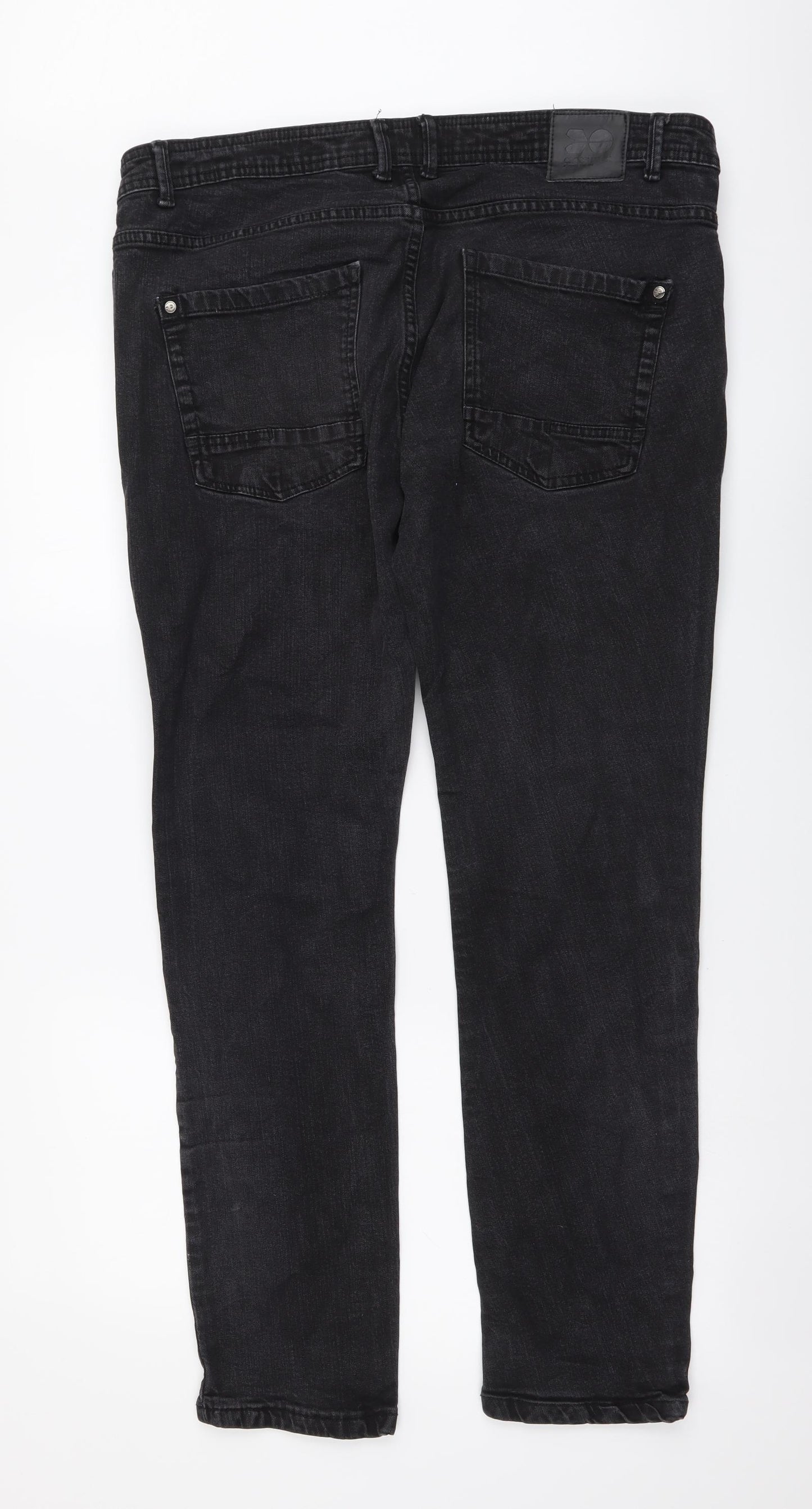 Crosshatch Mens Grey Cotton Straight Jeans Size 38 in L32 in Regular Button