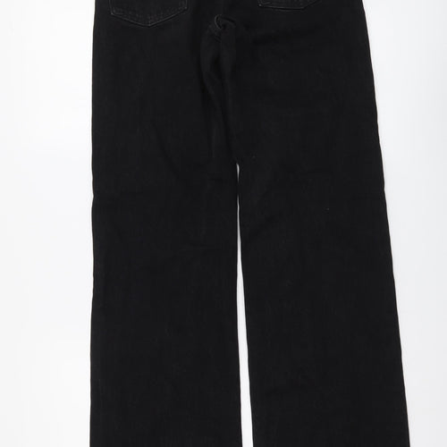 Zara Womens Black Cotton Wide-Leg Jeans Size 2XS L34 in Regular Button
