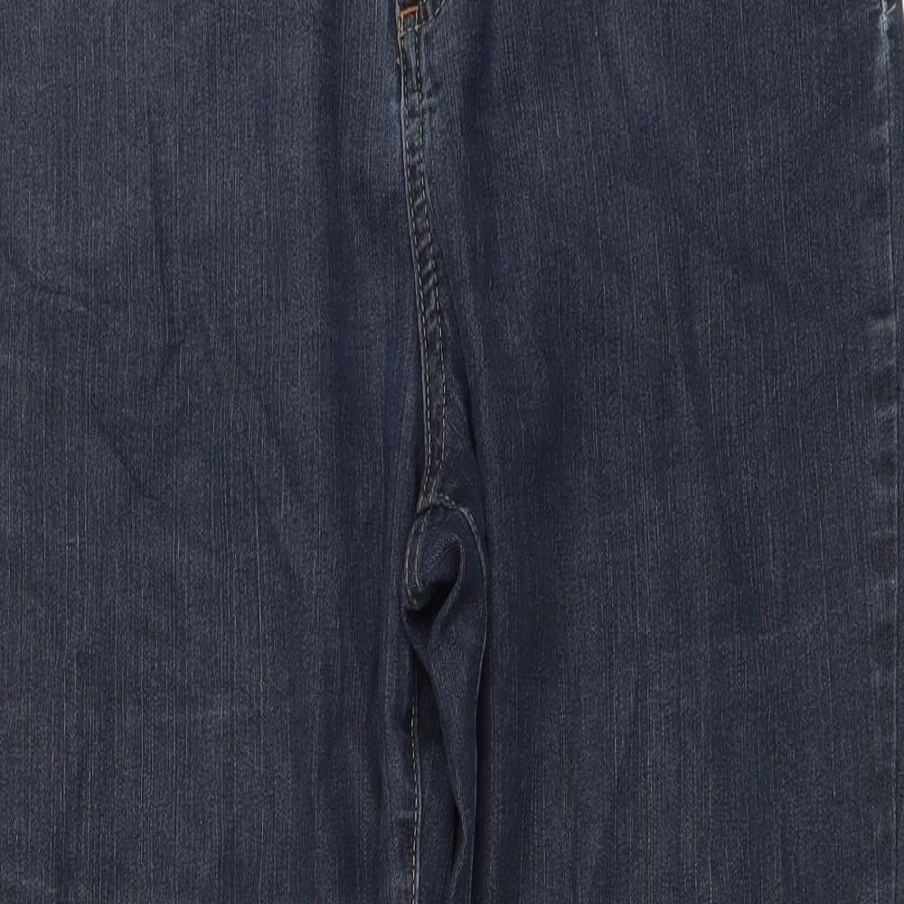 Per Una Womens Blue Cotton Straight Jeans Size 12 L27 in Regular Button