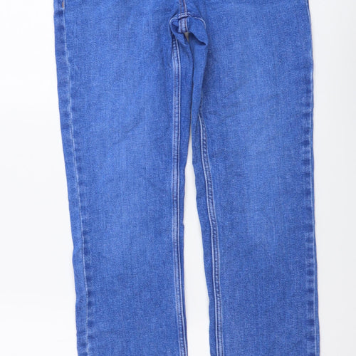 NEXT Womens Blue Cotton Straight Jeans Size 12 L29 in Regular Button