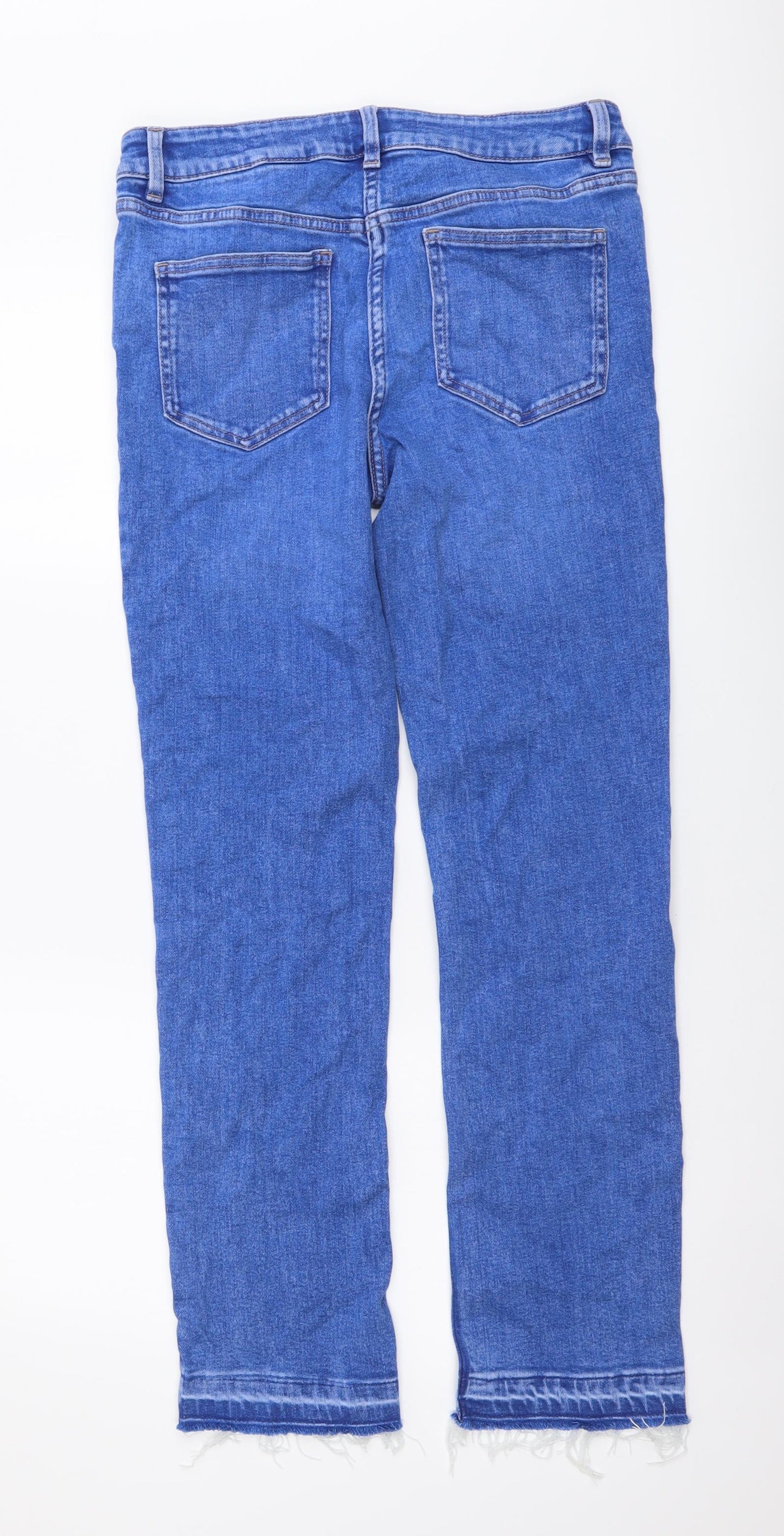 NEXT Womens Blue Cotton Straight Jeans Size 12 L29 in Regular Button