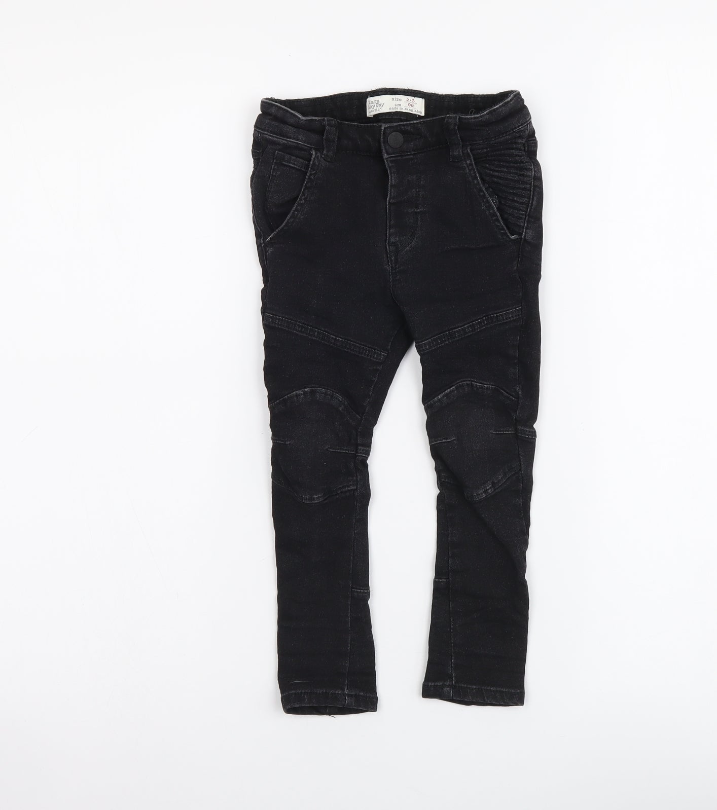 Zara Boys Black Cotton Skinny Jeans Size 2-3 Years Regular Button