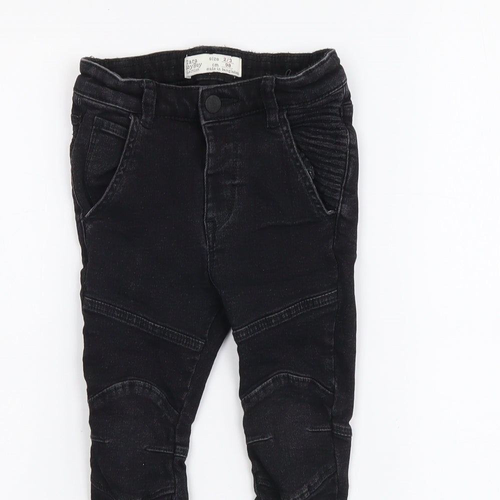 Zara Boys Black Cotton Skinny Jeans Size 2-3 Years Regular Button