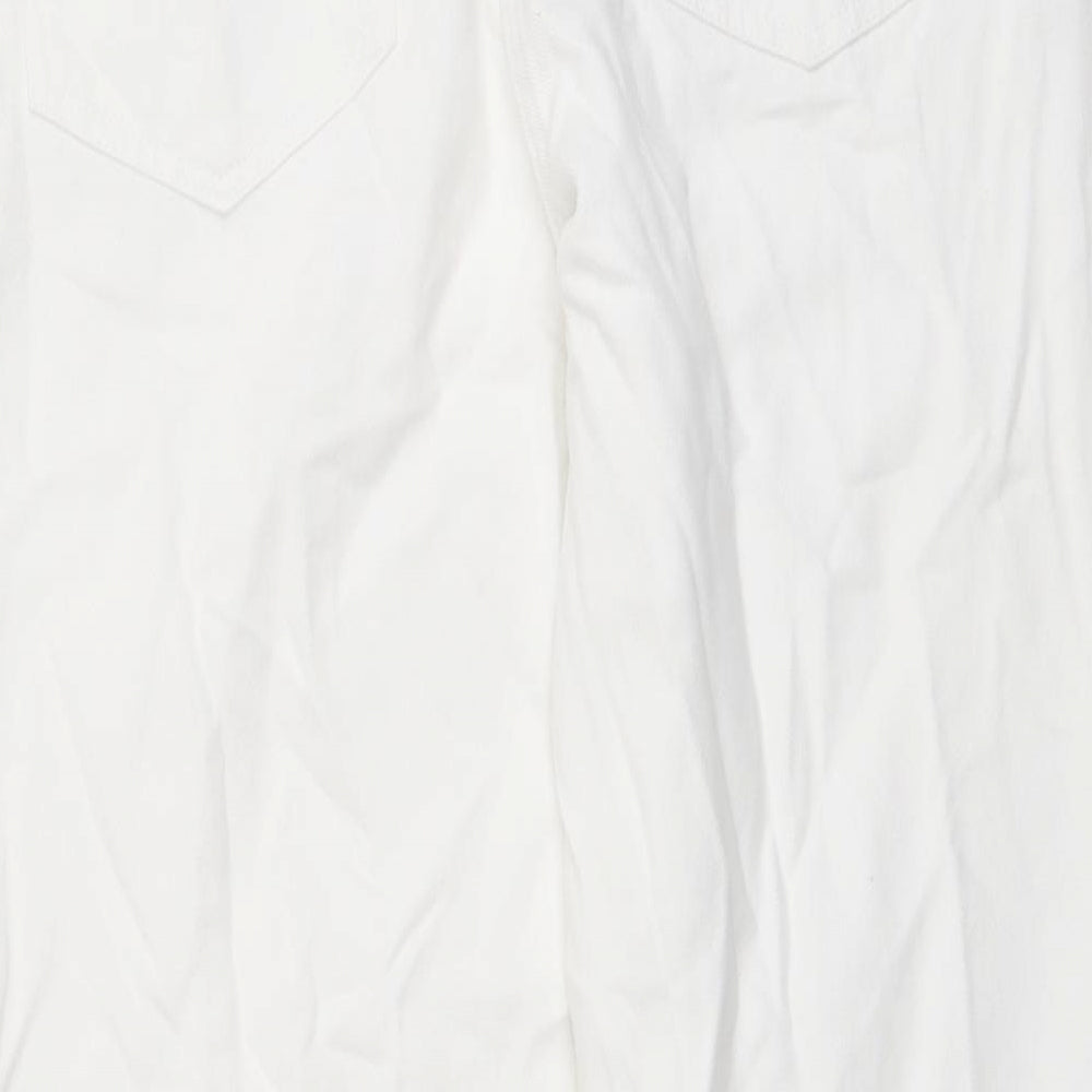 NEXT Womens White Cotton Mom Jeans Size 12 L26 in Regular Button