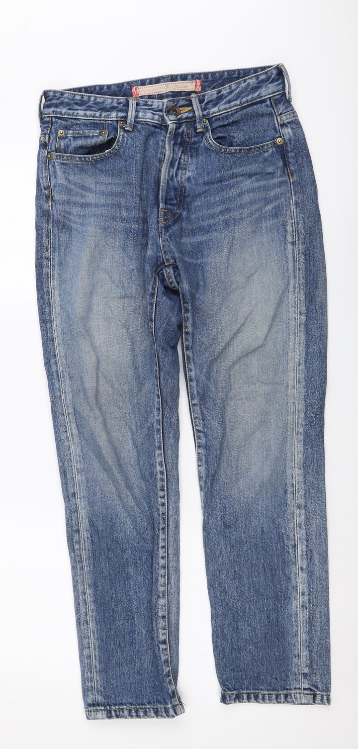 Balcony and Bed Womens Blue Cotton Straight Jeans Size S L27 in Regular Button
