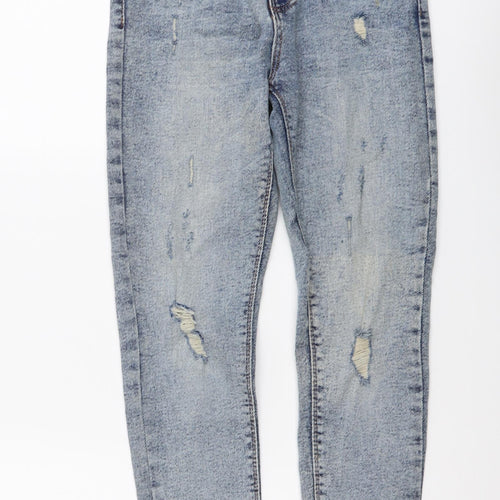 Ambar Womens Blue Cotton Skinny Jeans Size 27 in L26 in Regular Button - Distressed Look