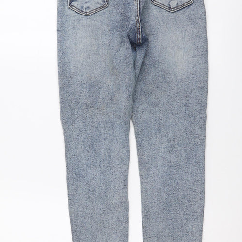 Ambar Womens Blue Cotton Skinny Jeans Size 27 in L26 in Regular Button - Distressed Look