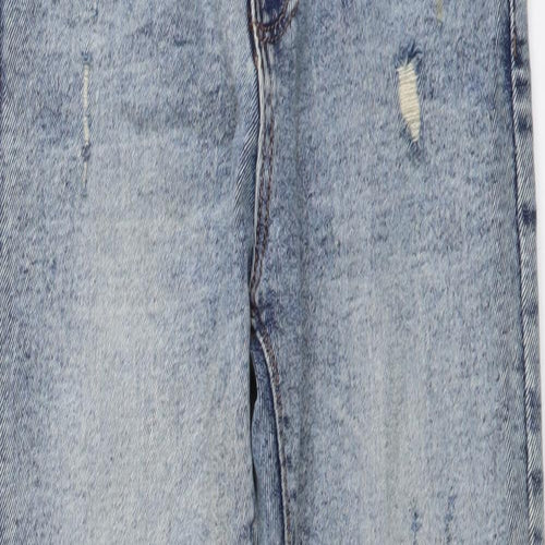Ambar Womens Blue Cotton Skinny Jeans Size 27 in L26 in Regular Button - Distressed Look