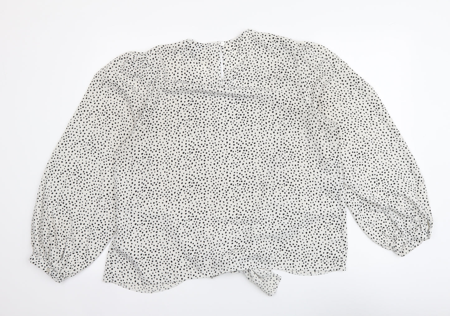 Primark Womens White Polka Dot Viscose Basic Blouse Size 14 Round Neck
