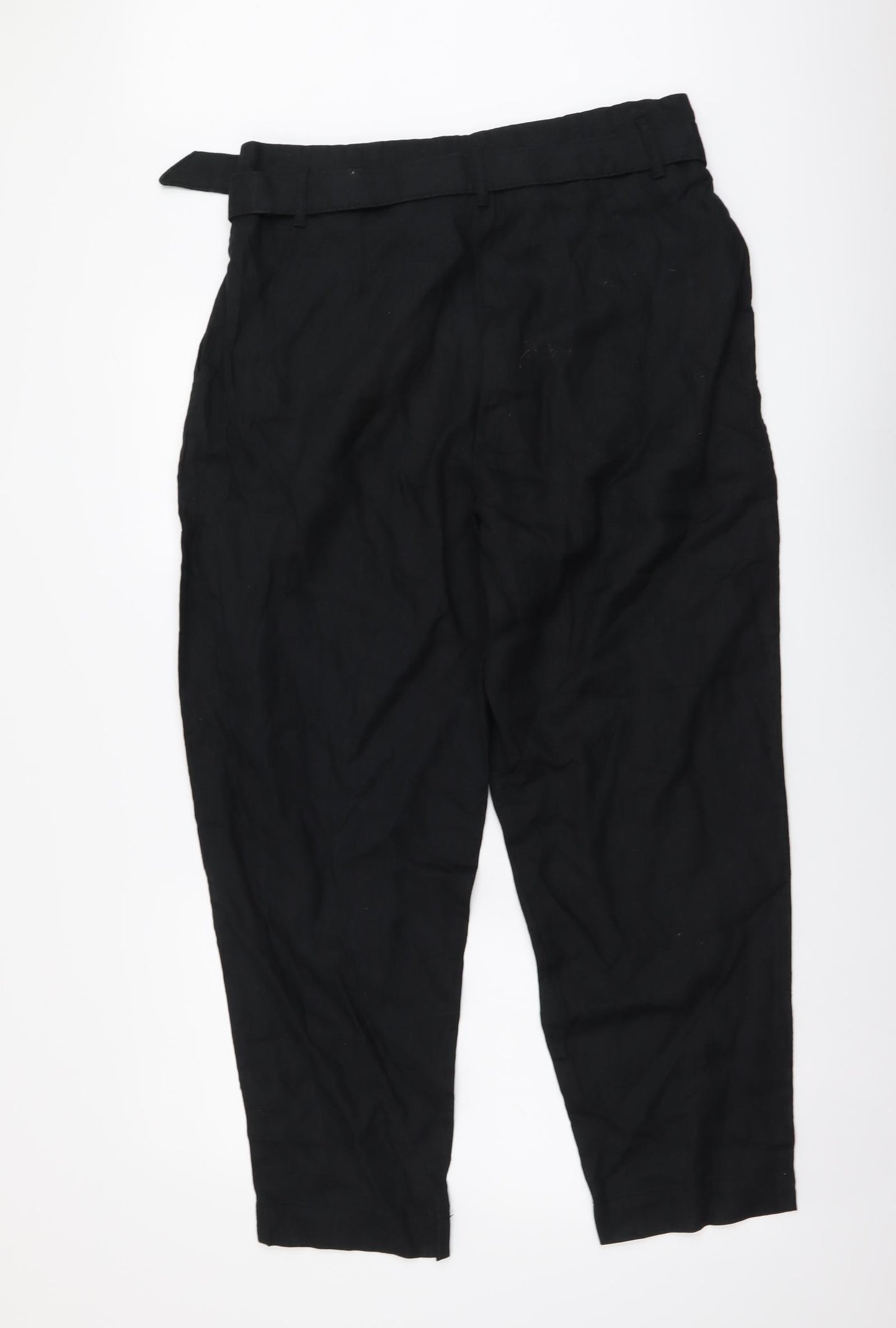 Marks and Spencer Womens Black Cotton Trousers Size 16 L27 in Regular Button