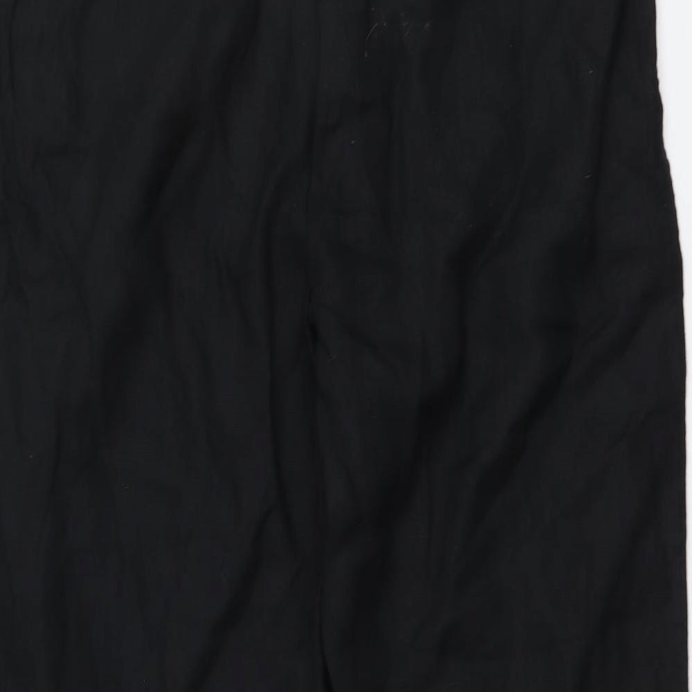 Marks and Spencer Womens Black Cotton Trousers Size 16 L27 in Regular Button