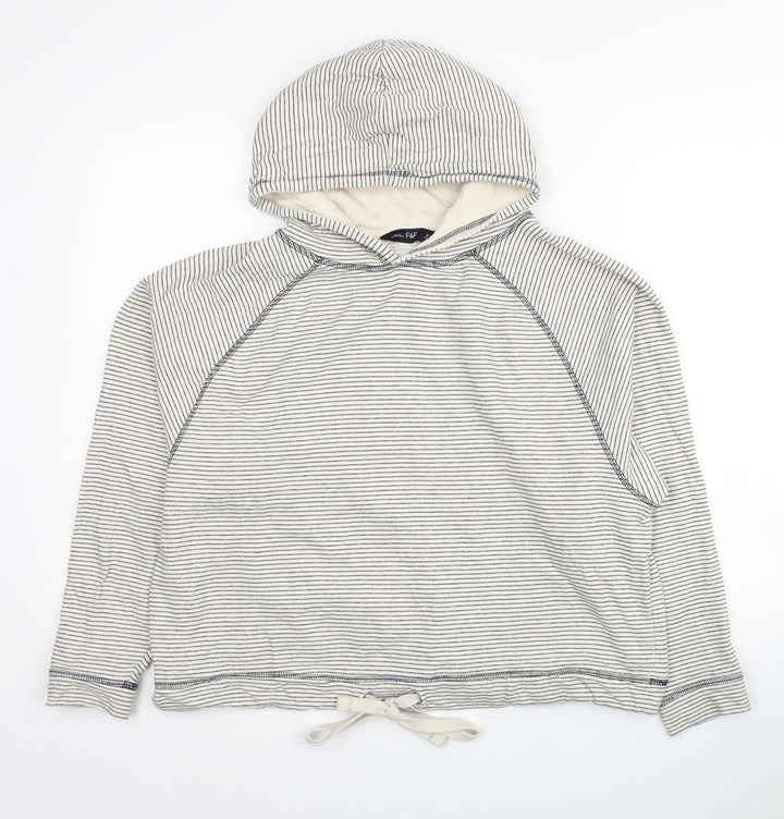 F&F Womens Multicoloured Striped Cotton Pullover Hoodie Size 14 Pullover