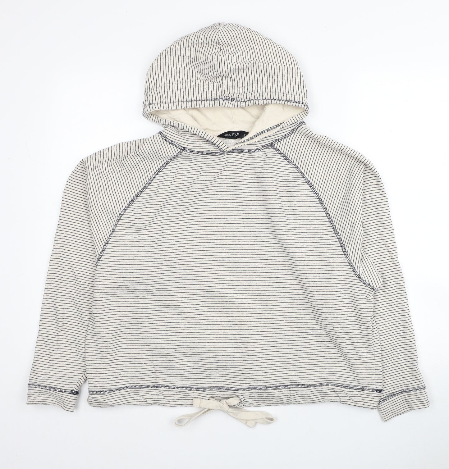 F&F Womens Multicoloured Striped Cotton Pullover Hoodie Size 14 Pullover