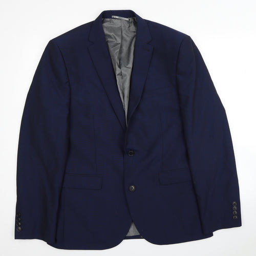 Marks and Spencer Mens Blue Wool Jacket Suit Jacket Size 42 - Shoulder Pads