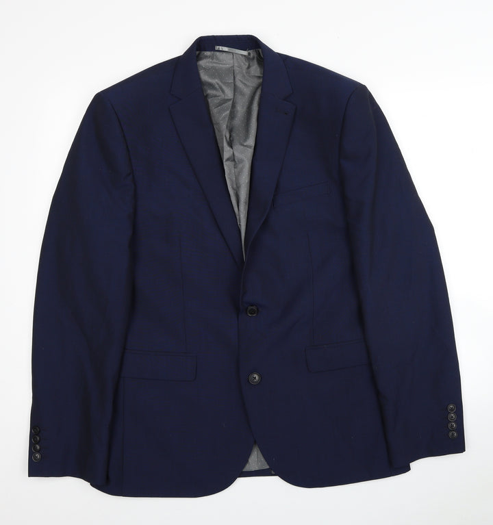Marks and Spencer Mens Blue Wool Jacket Suit Jacket Size 42 - Shoulder Pads