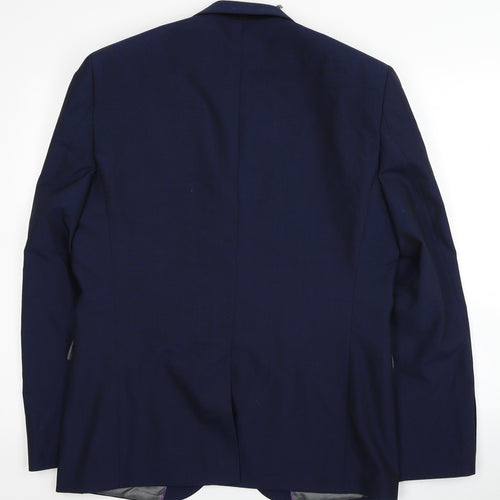 Marks and Spencer Mens Blue Wool Jacket Suit Jacket Size 42 - Shoulder Pads