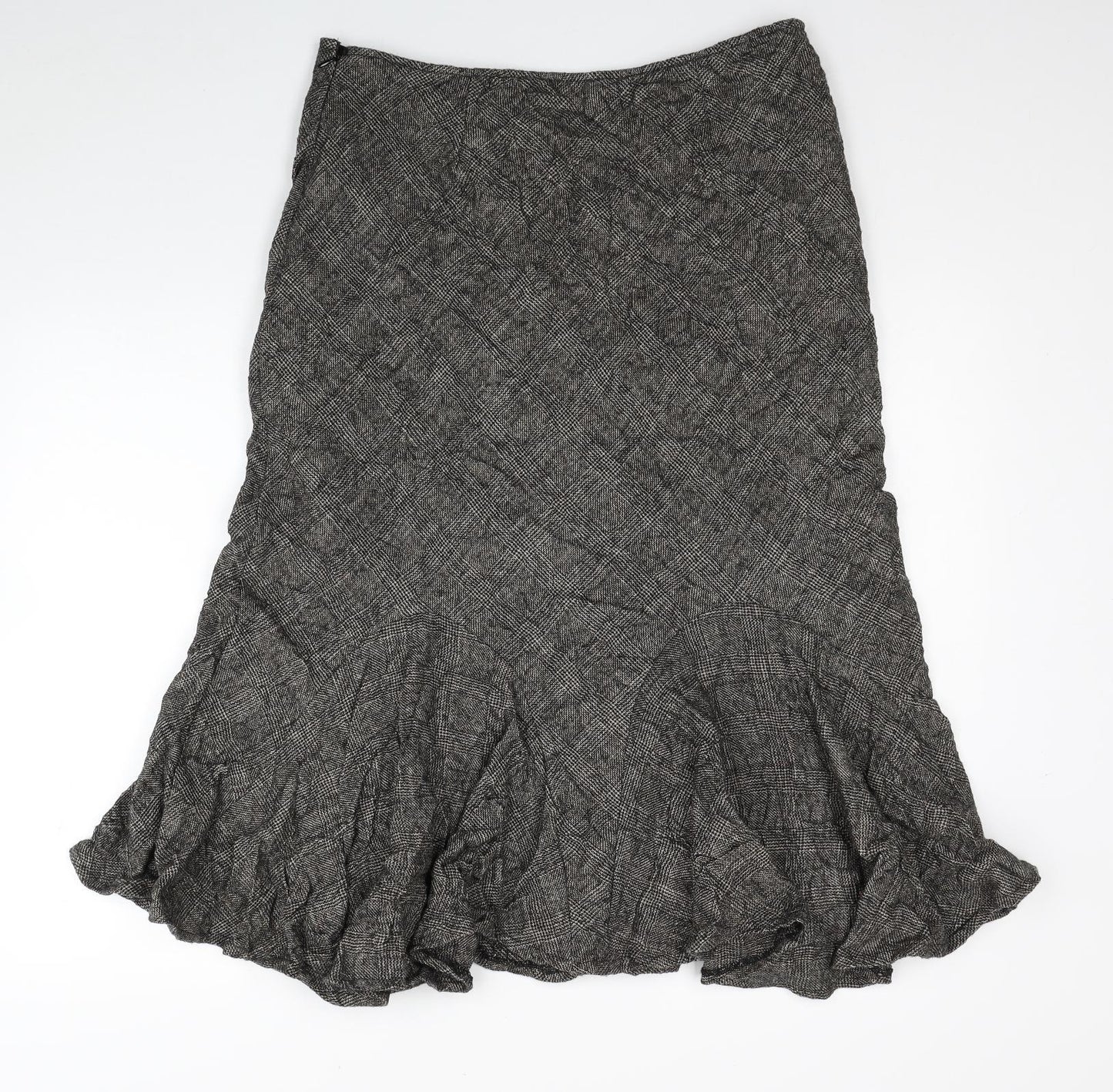 Per Una Womens Grey Plaid Wool Flare Skirt Size 12 Zip