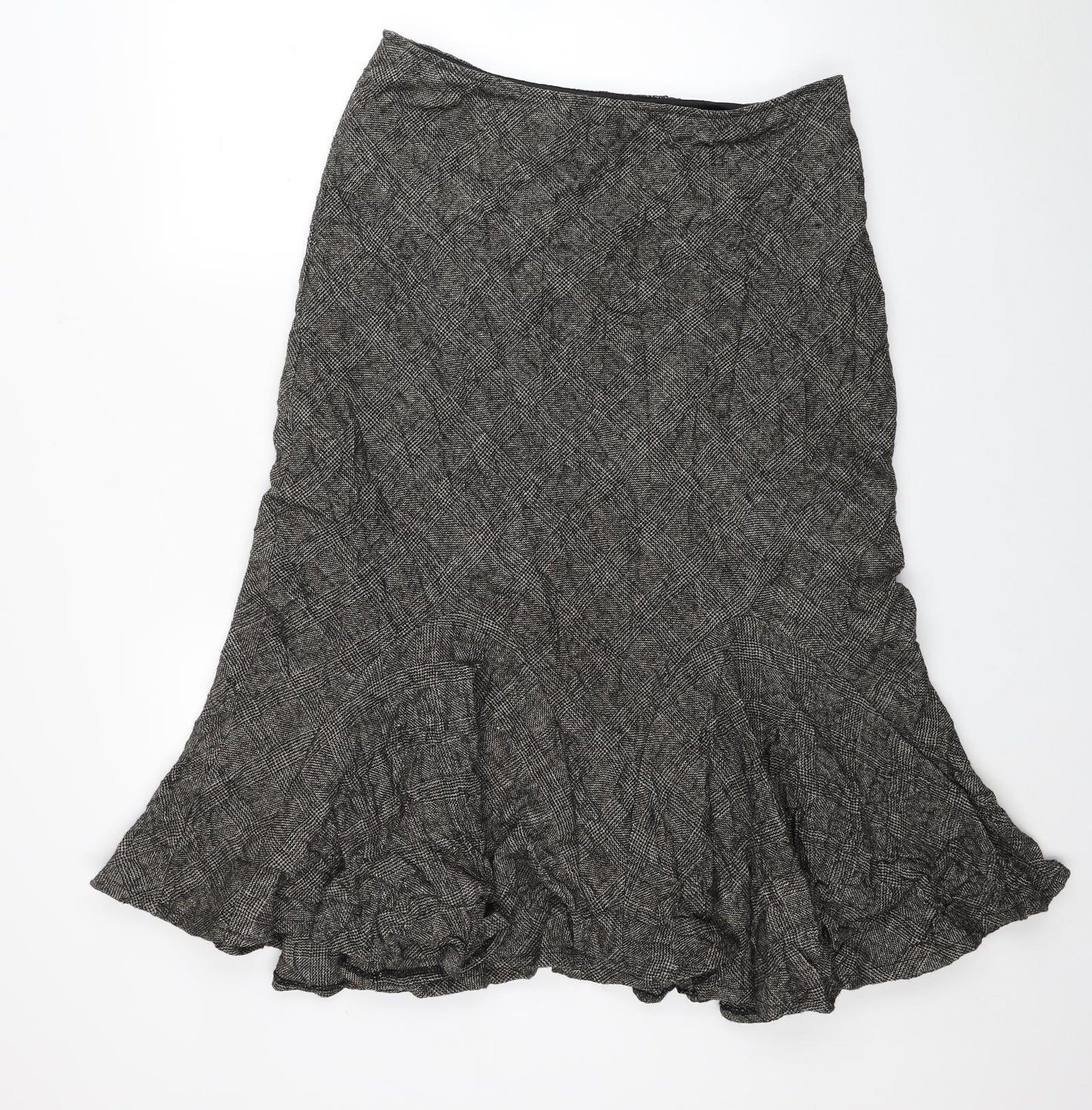 Per Una Womens Grey Plaid Wool Flare Skirt Size 12 Zip