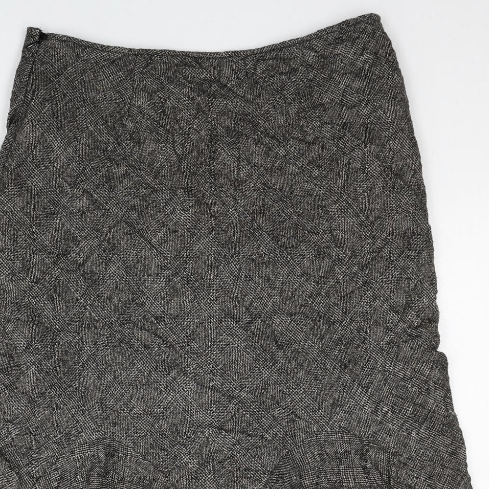 Per Una Womens Grey Plaid Wool Flare Skirt Size 12 Zip