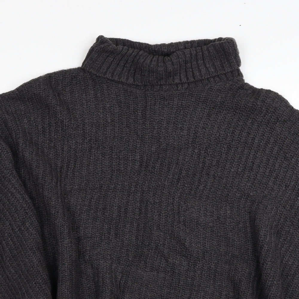 Atmosphere Womens Grey Roll Neck Acrylic Pullover Jumper Size M - Poncho Style