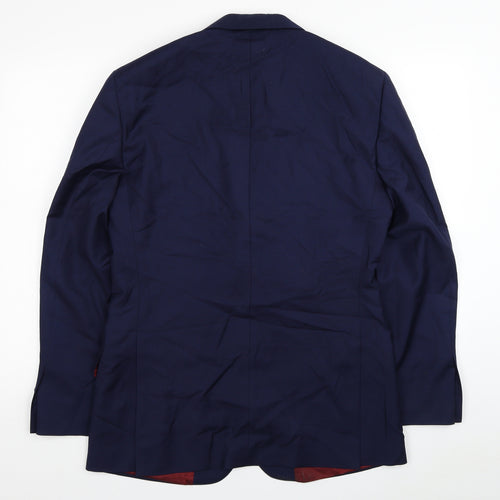 T.M.Lewin Mens Blue Wool Jacket Suit Jacket Size 38 - Shoulder Pads