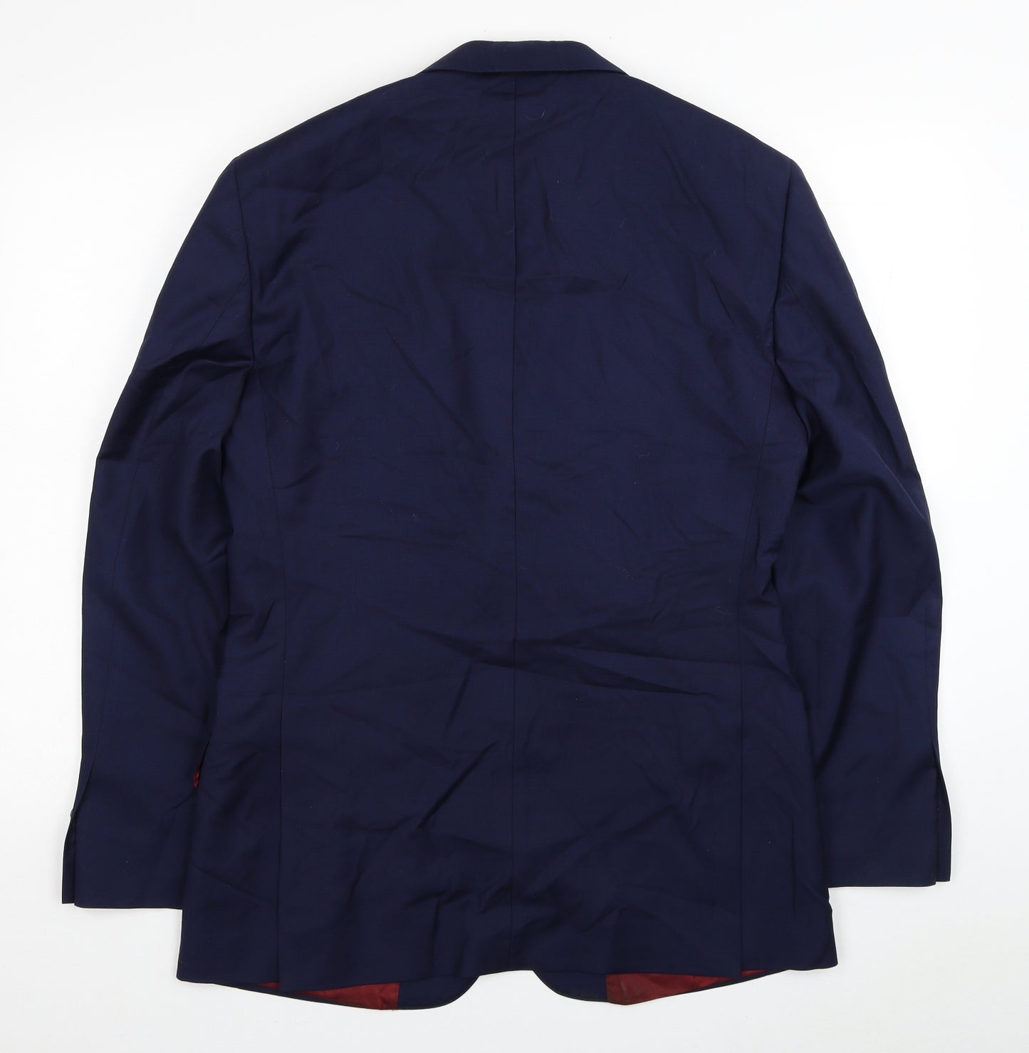 T.M.Lewin Mens Blue Wool Jacket Suit Jacket Size 38 - Shoulder Pads