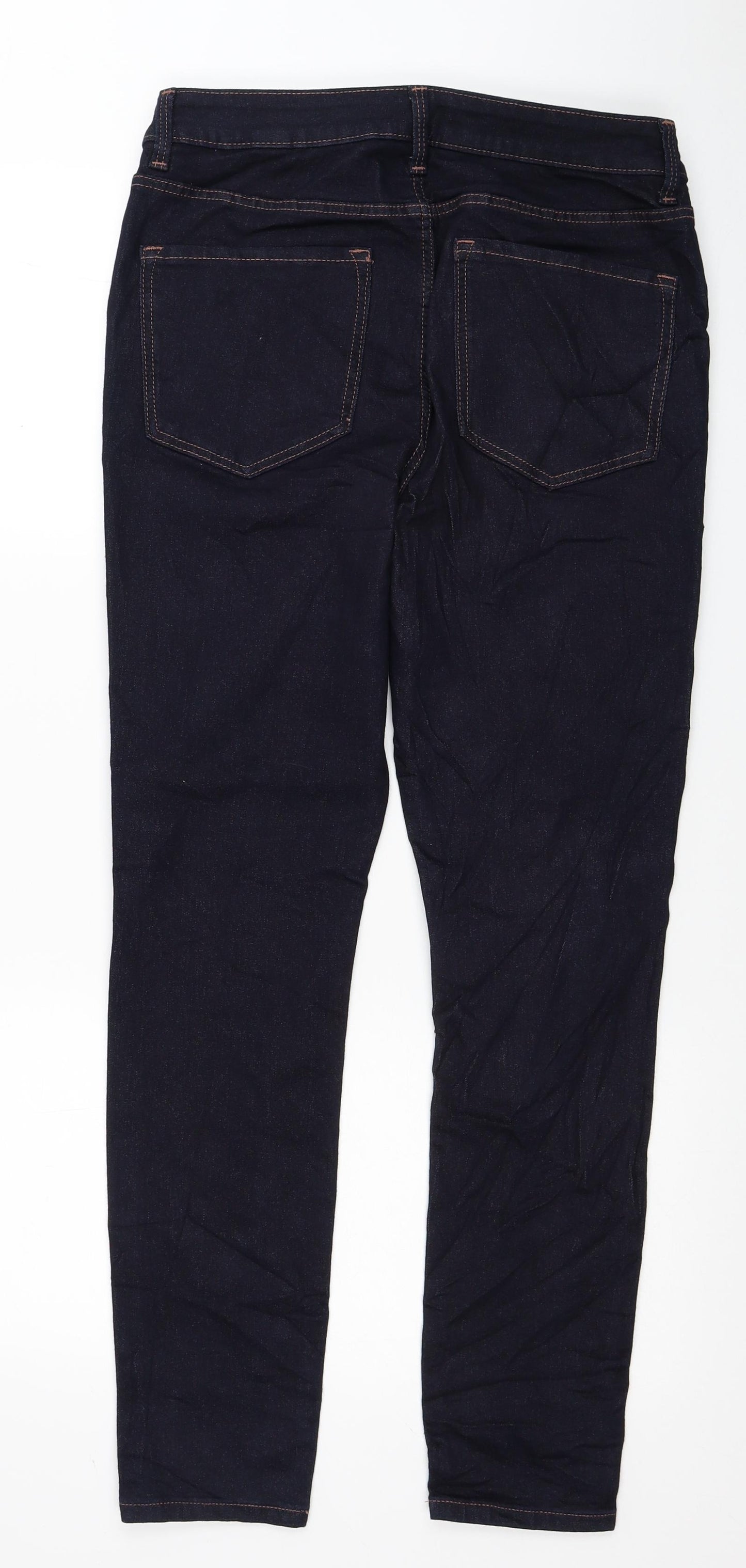 Marks and Spencer Womens Blue Cotton Skinny Jeans Size 12 L28 in Regular Zip