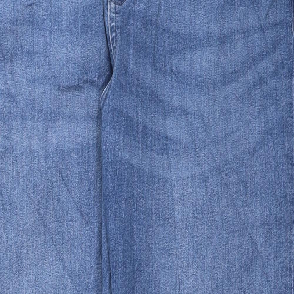 Marks and Spencer Womens Blue Cotton Straight Jeans Size 18 L28 in Regular Zip