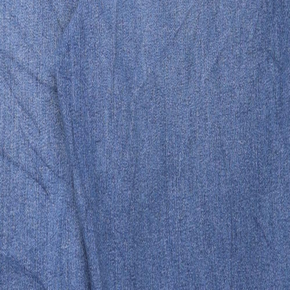 Marks and Spencer Womens Blue Cotton Straight Jeans Size 18 L28 in Regular Zip