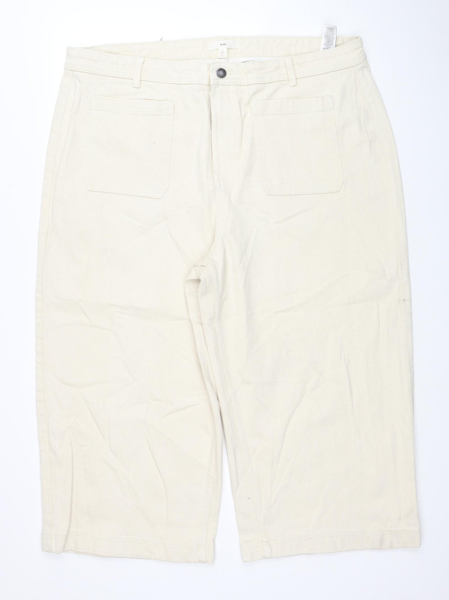 Marks and Spencer Womens Ivory Cotton Cropped Jeans Size 22 L21 in Regular Zip - Cropped