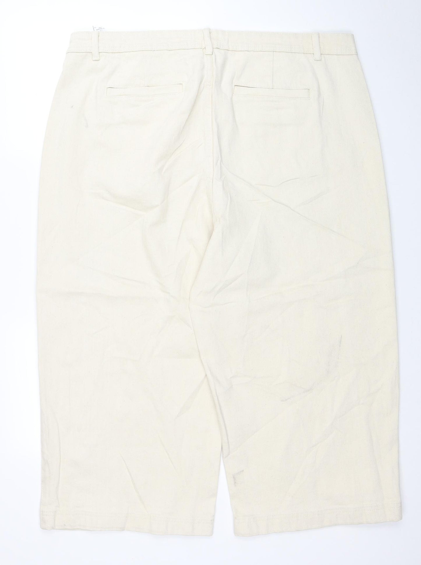 Marks and Spencer Womens Ivory Cotton Cropped Jeans Size 22 L21 in Regular Zip - Cropped