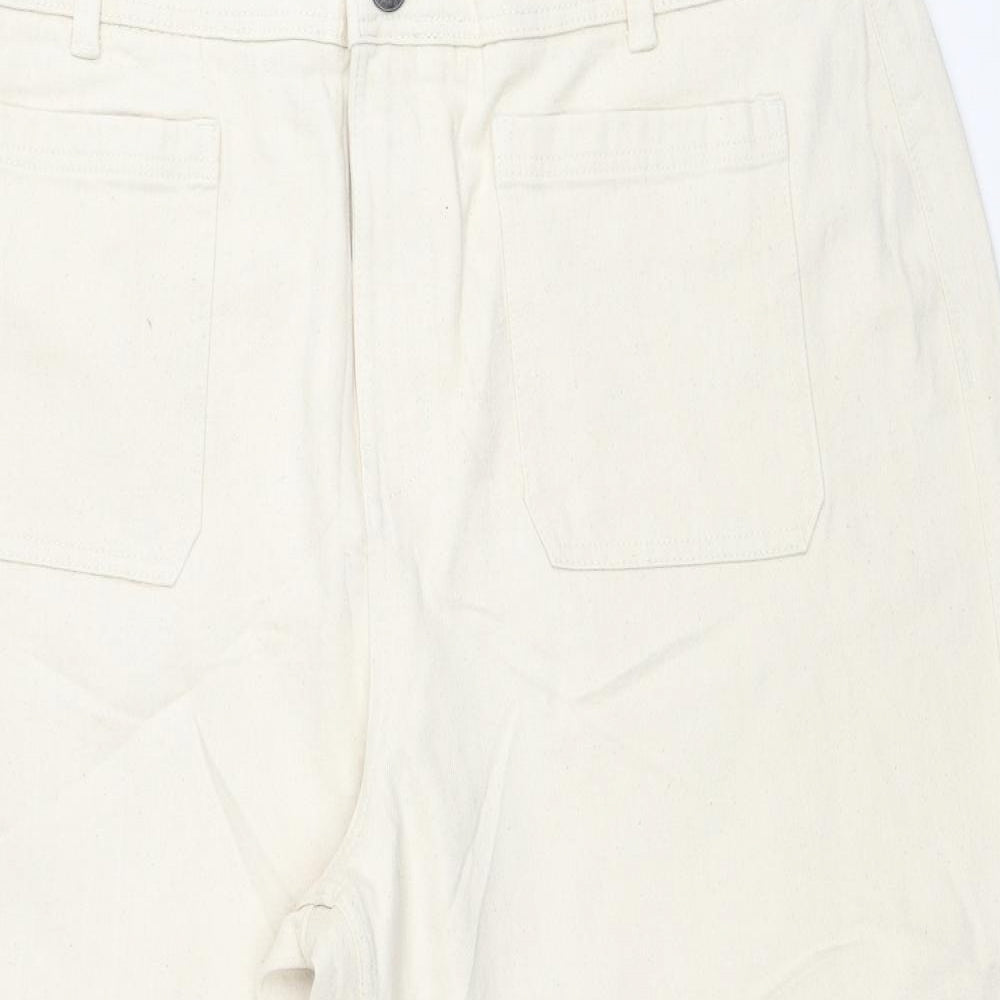 Marks and Spencer Womens Ivory Cotton Cropped Jeans Size 22 L21 in Regular Zip - Cropped