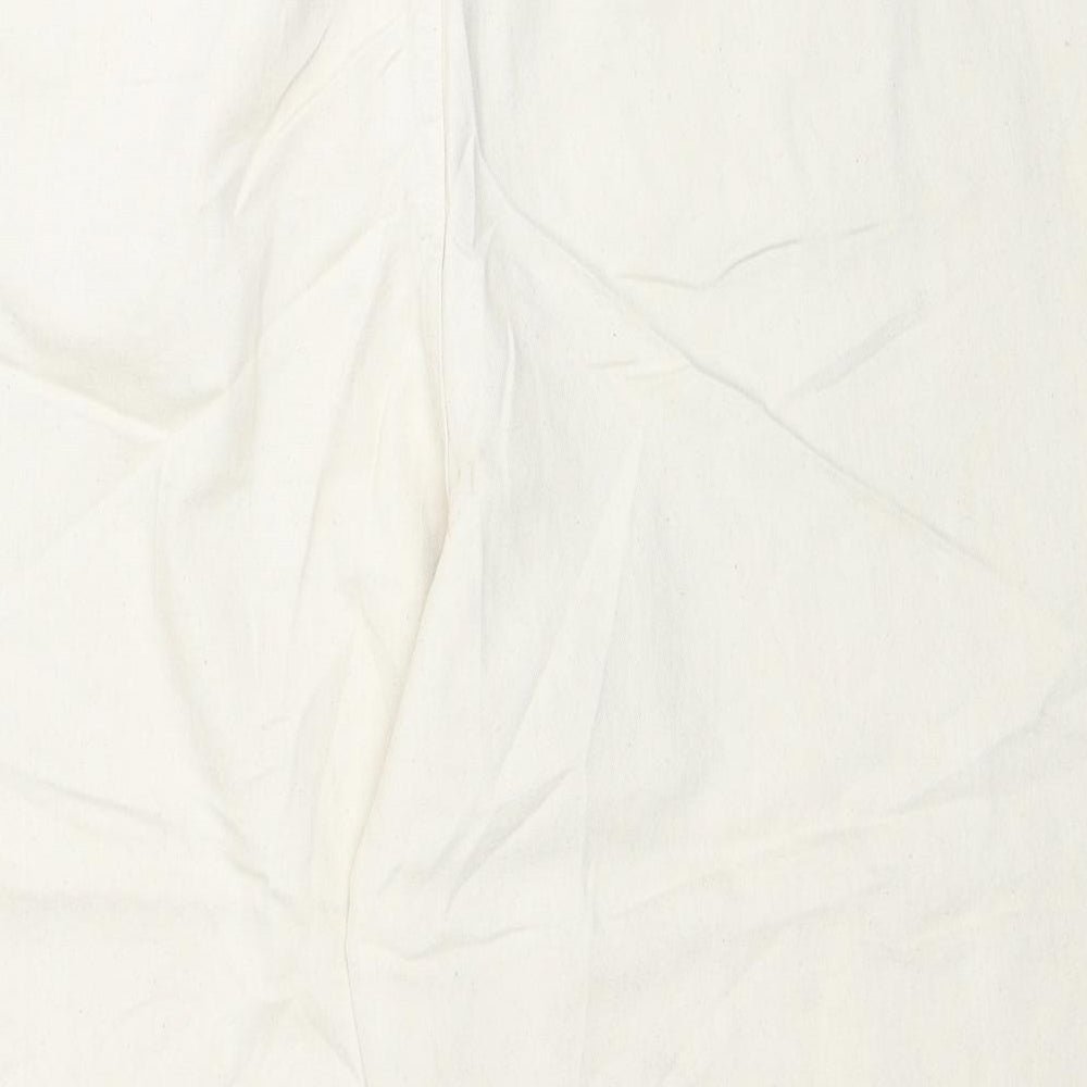 Marks and Spencer Womens Ivory Cotton Cropped Jeans Size 22 L21 in Regular Zip - Cropped