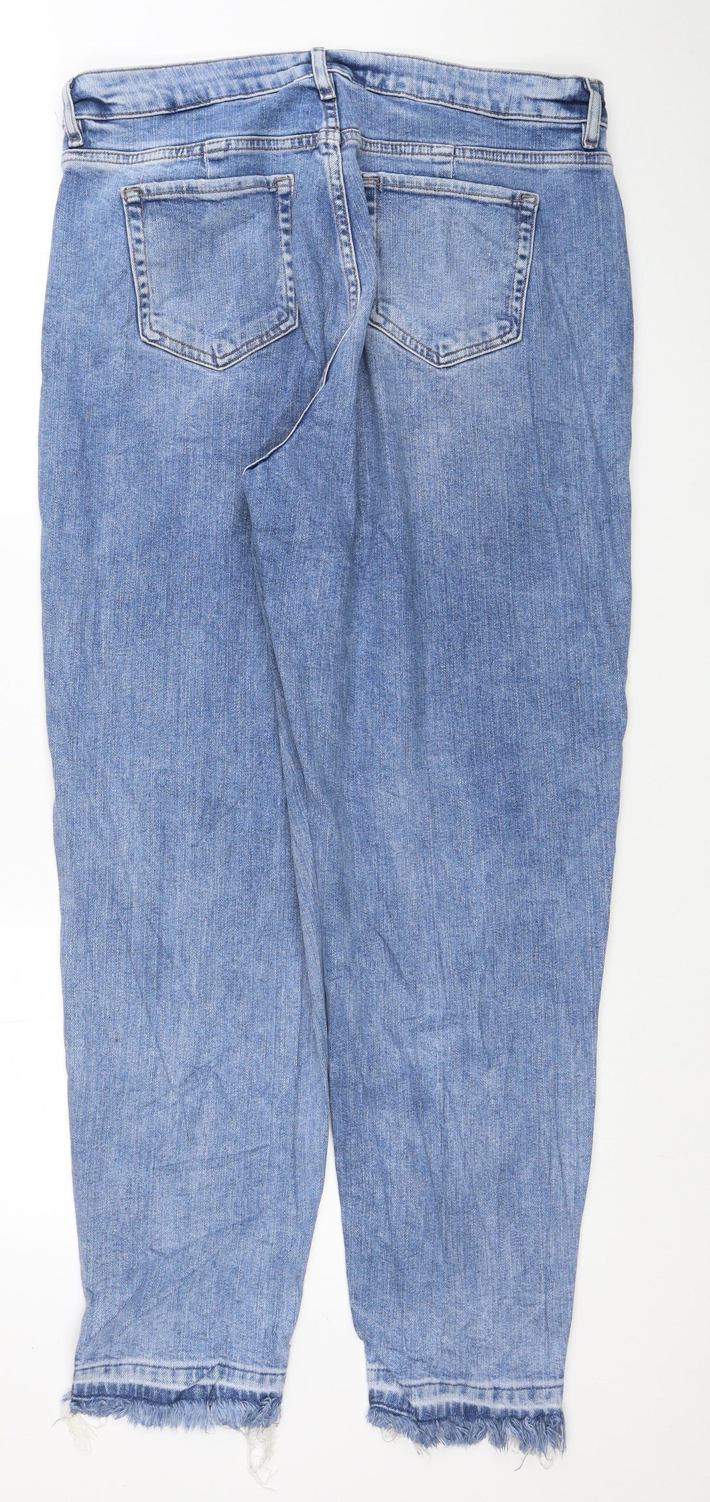 Marks and Spencer Womens Blue Cotton Mom Jeans Size 14 L29 in Regular Zip
