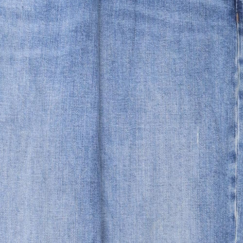 Marks and Spencer Womens Blue Cotton Mom Jeans Size 14 L29 in Regular Zip