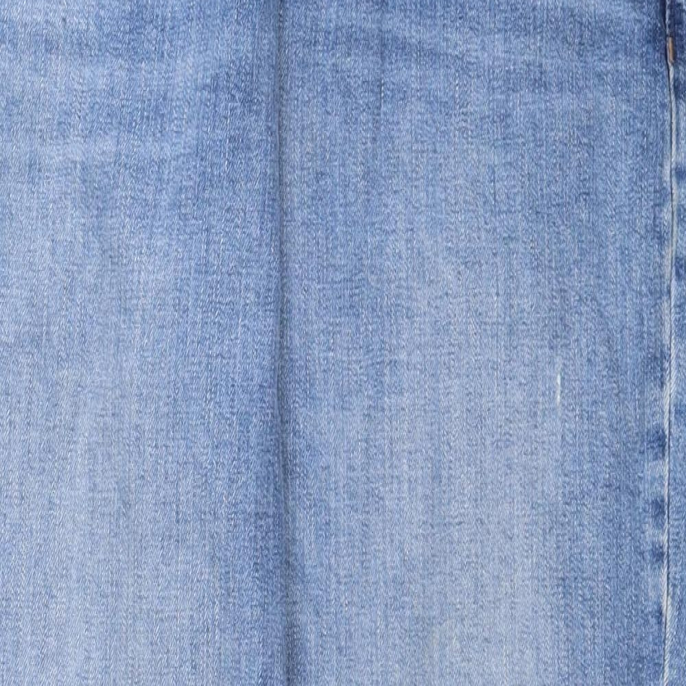 Marks and Spencer Womens Blue Cotton Mom Jeans Size 14 L29 in Regular Zip