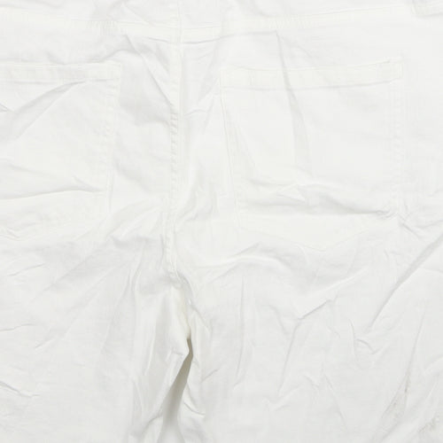 Marks and Spencer Womens White Cotton Boyfriend Shorts Size 20 L9 in Regular Zip