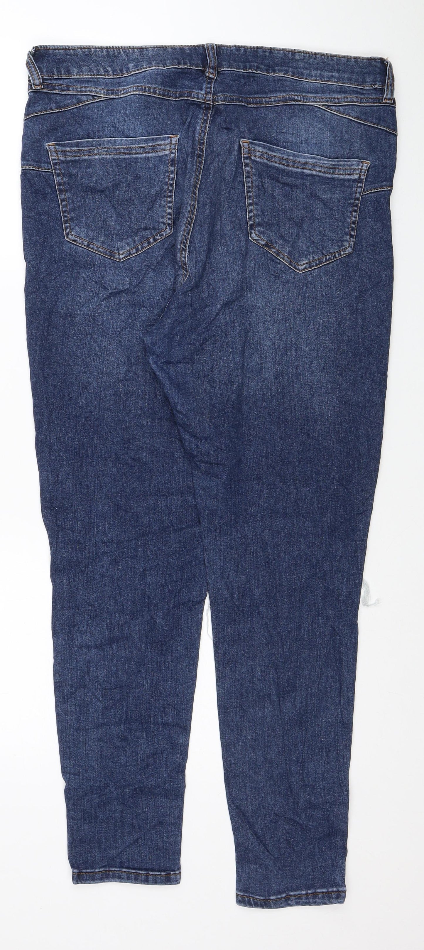 F&F Womens Blue Cotton Skinny Jeans Size 14 L27 in Regular Zip