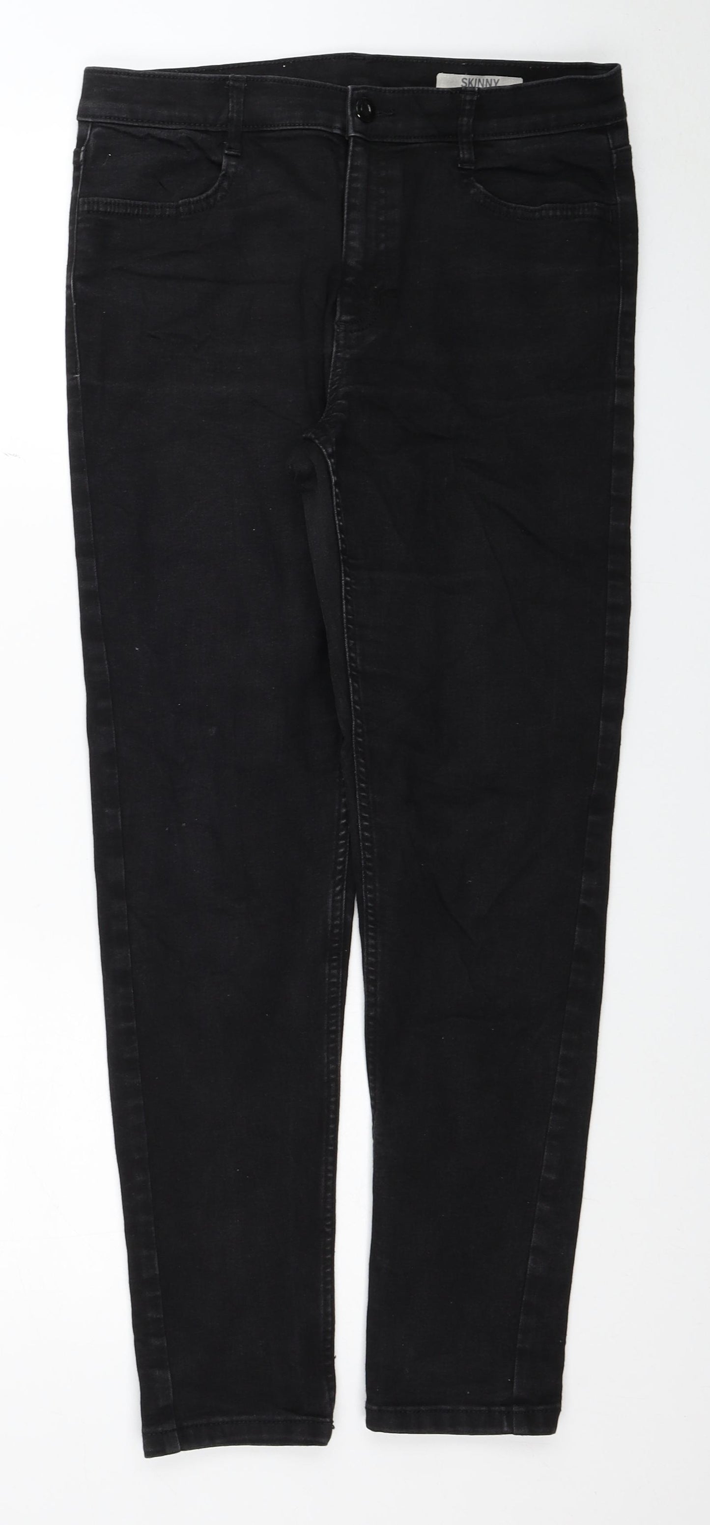 Marks and Spencer Womens Black Cotton Skinny Jeans Size 10 L28 in Regular Zip