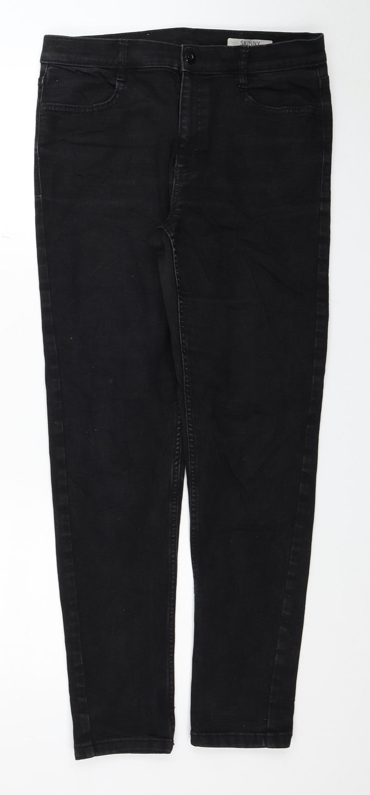 Marks and Spencer Womens Black Cotton Skinny Jeans Size 10 L28 in Regular Zip