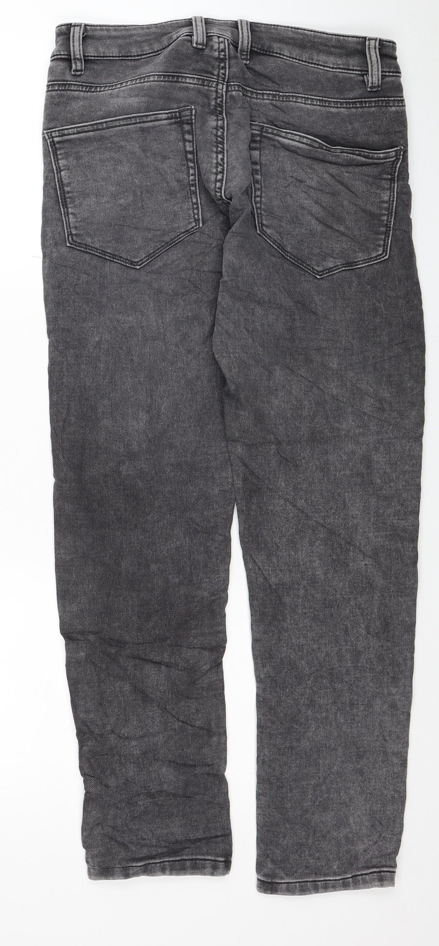 NEXT Womens Grey Cotton Tapered Jeans Size 30 L29 in Slim Zip